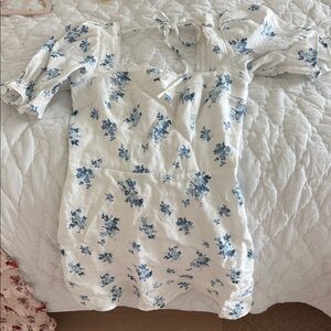 Reformation White Dress with Blue Accents